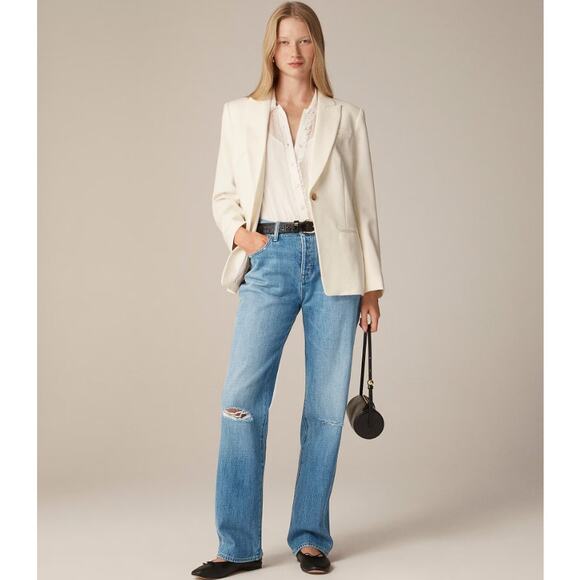 J.Crew 1984 Petite Slouchy Distressed Jeans WMNS 23P Medium Blue Wash Mid-Rise - Picture 1 of 9